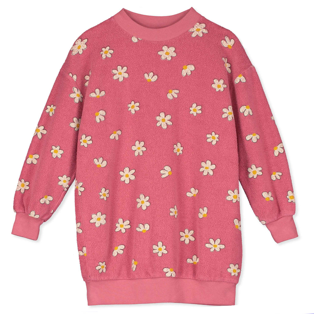 Daisies All Over Sweatdress – pink lemonade
