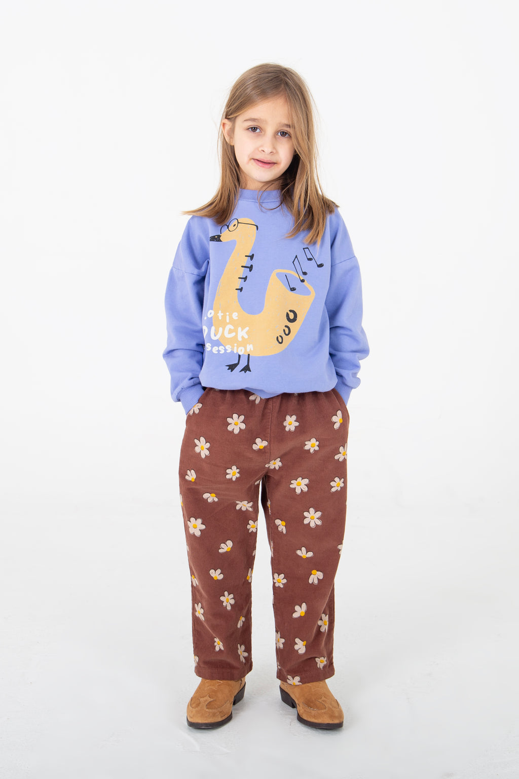 Daisies All Over Mini Corduroy Trousers – washed brown