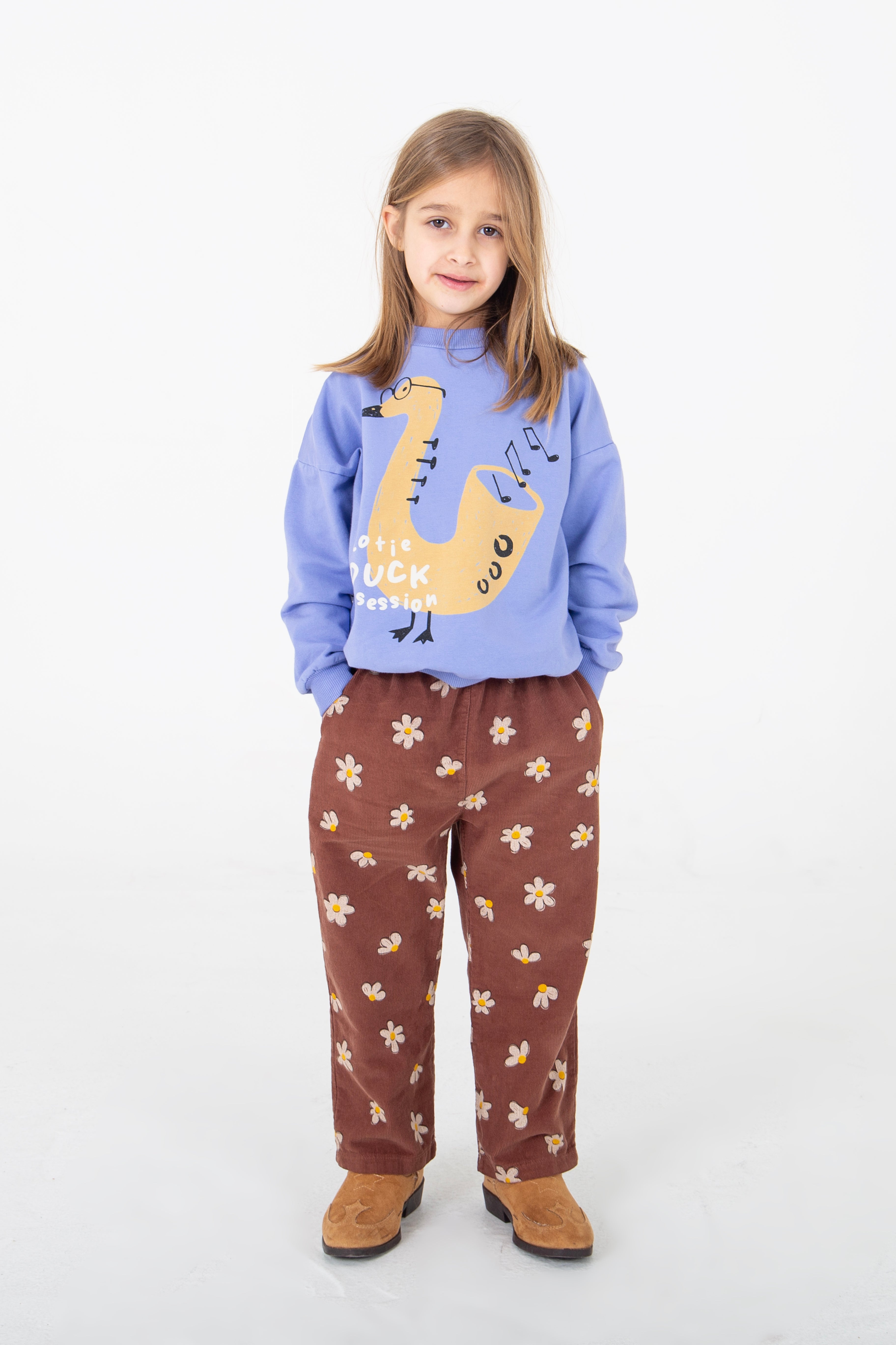 Daisies All Over Mini Corduroy Trousers – washed brown