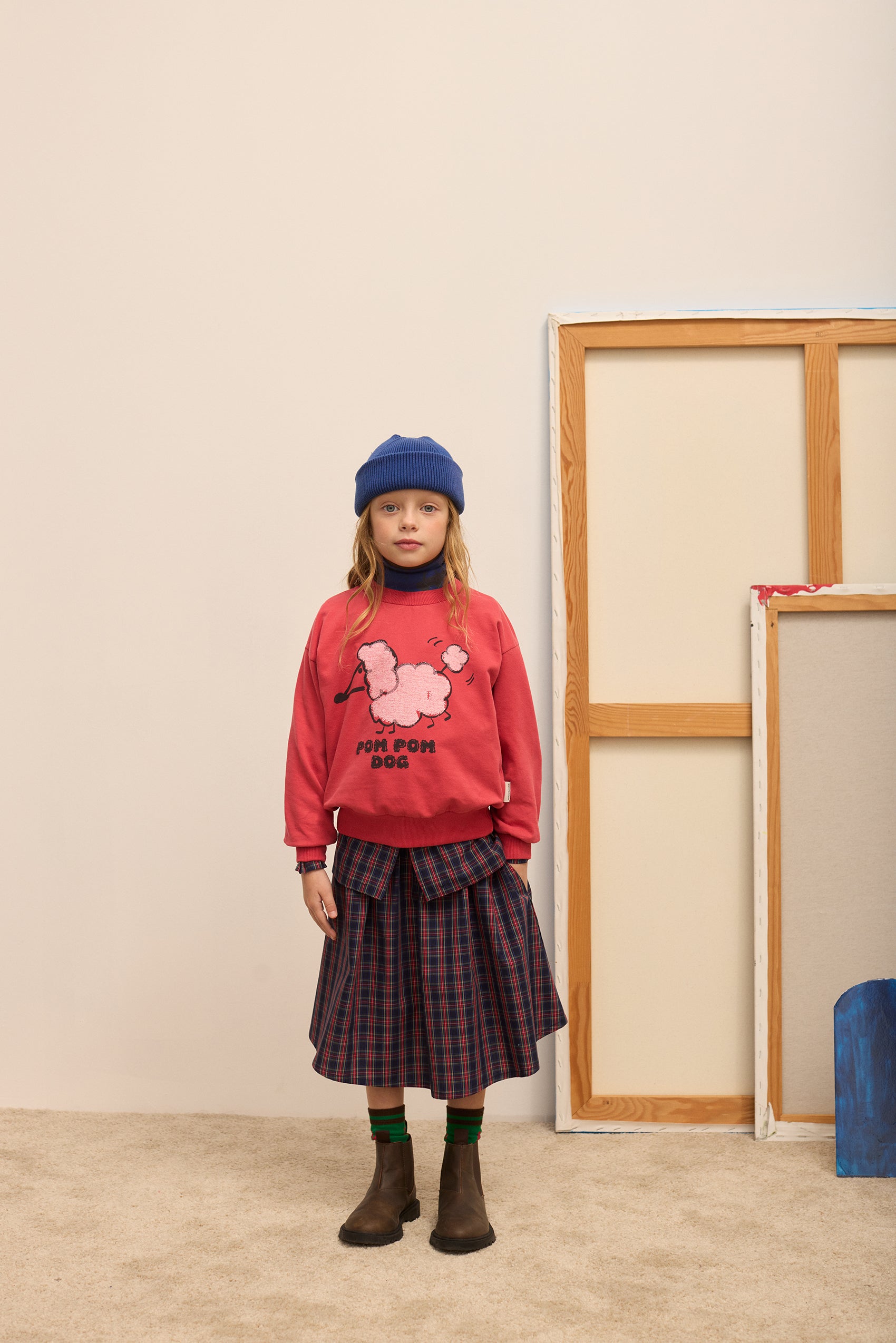 Pom Pom Dog Sweatshirt – red