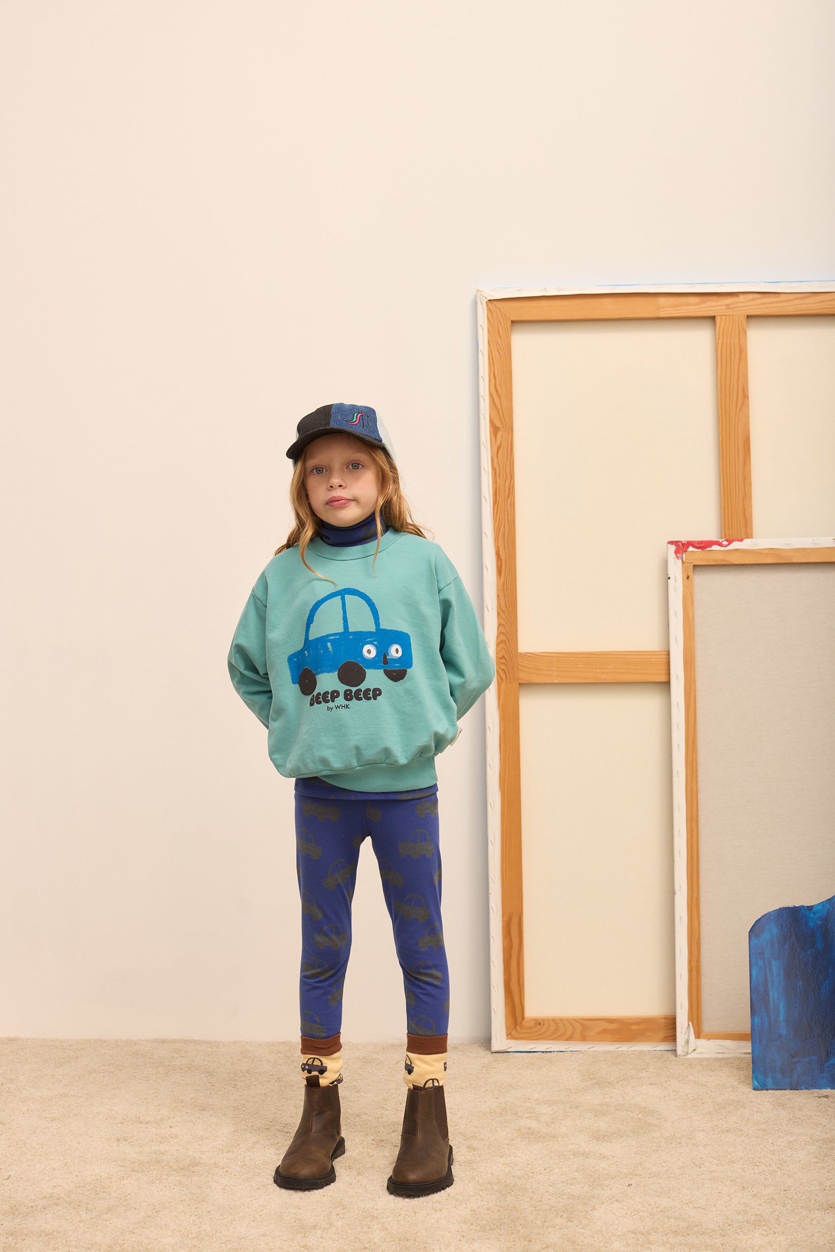 Cars All Over Fleeced Leggings – dark blue