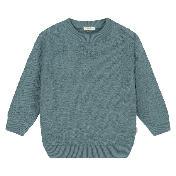 Wavy Knitted Sweater – stone blue