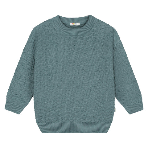Wavy Knitted Sweater – stone blue
