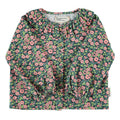 Blouse Round Collar – green w/ multicolor flowers