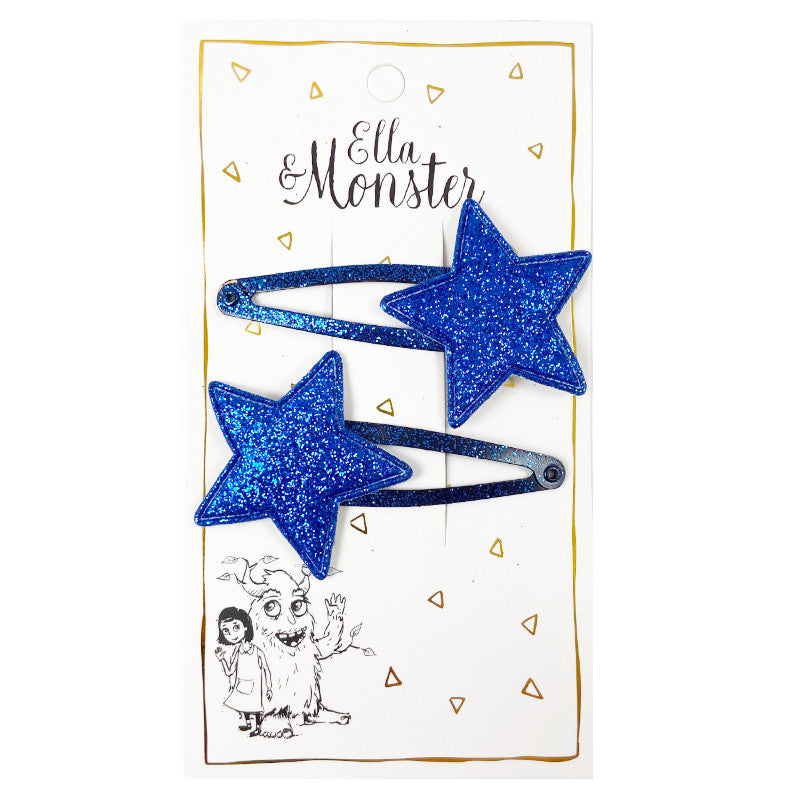 Blue Glitter Star Haarspangen