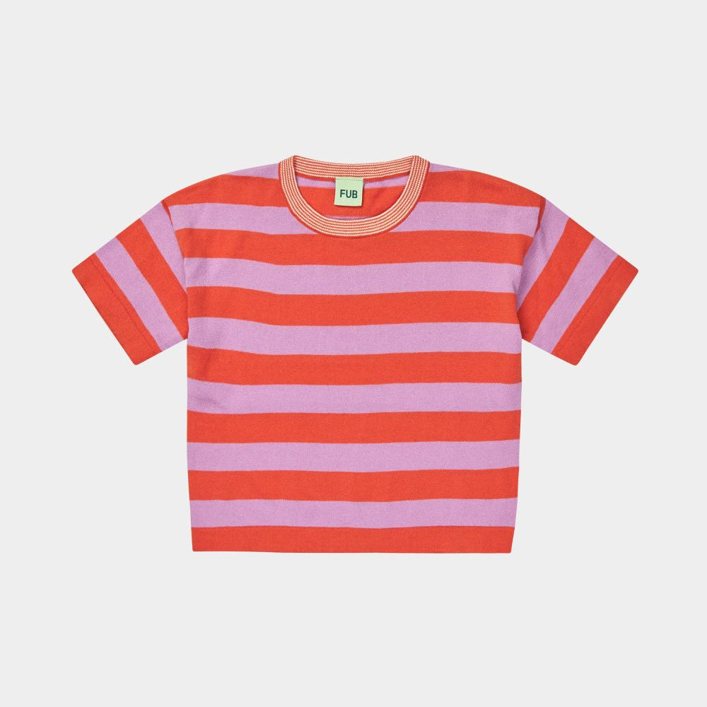 Striped Tee – tangerine/orchid
