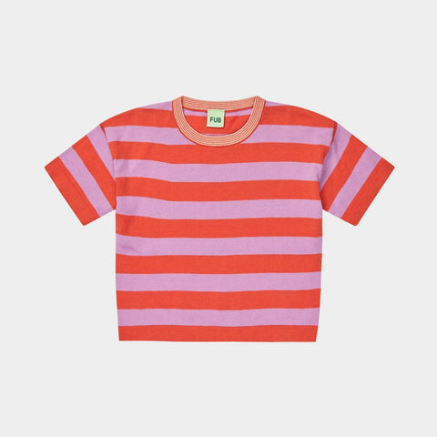 Striped Tee – tangerine/orchid