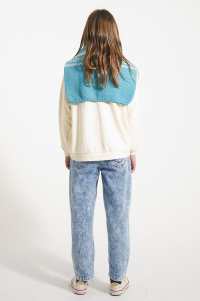 Mom fit trousers – washed blue denim