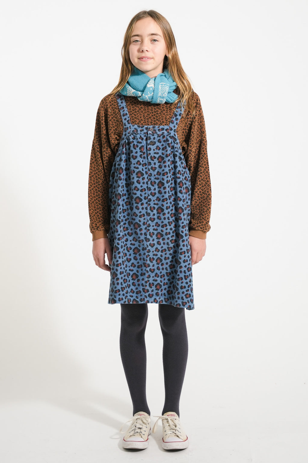 Short dress w/ straps – blue w/ animal print