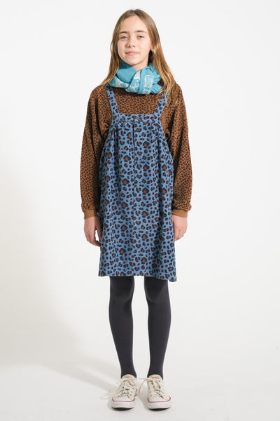 Short dress w/ straps – blue w/ animal print