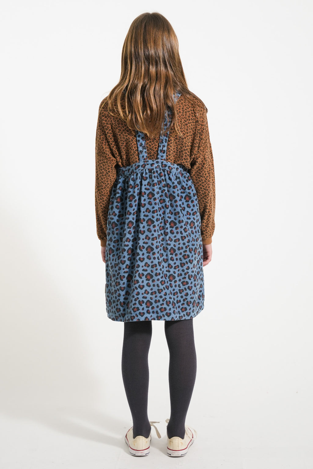 Short dress w/ straps – blue w/ animal print