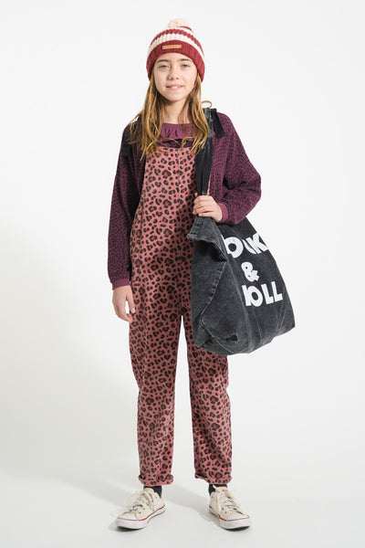 Terry cotton sweatshirt – aubergine w/ animal print