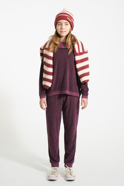 Terry cotton sweatshirt – aubergine w/ animal print