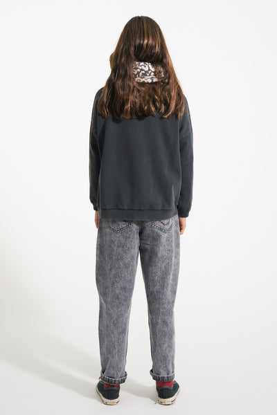 Mom fit trousers – washed black denim