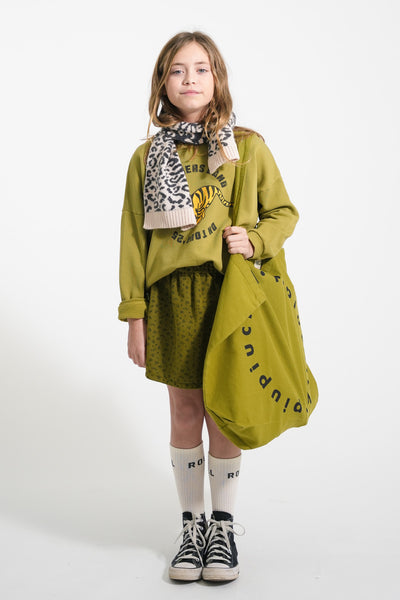 Sweatshirt – olive green w/ tiger print
