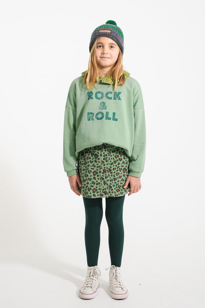 Sweatshirt – green w/ "rock & roll" print
