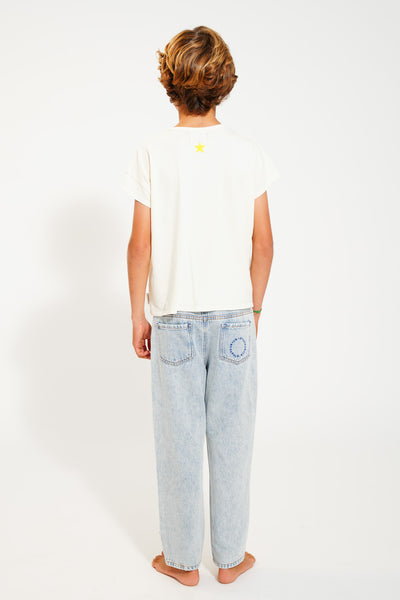 T-Shirt Ecru – multicolor "Camp" print
