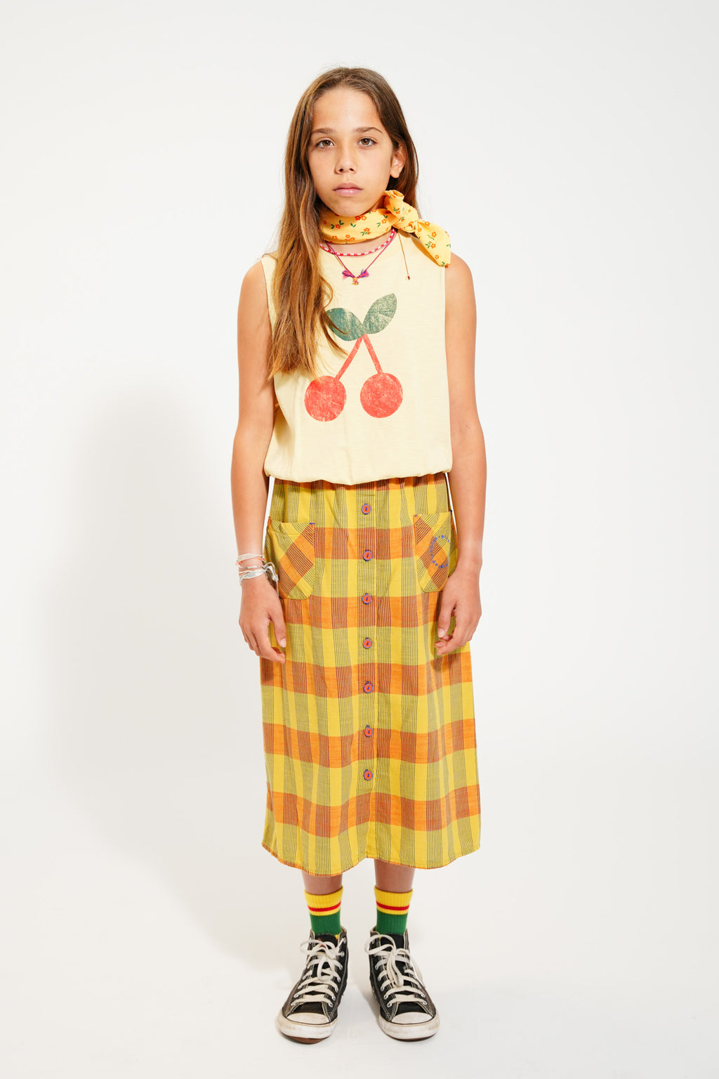 Sleeveless Top Sand – Cherry print