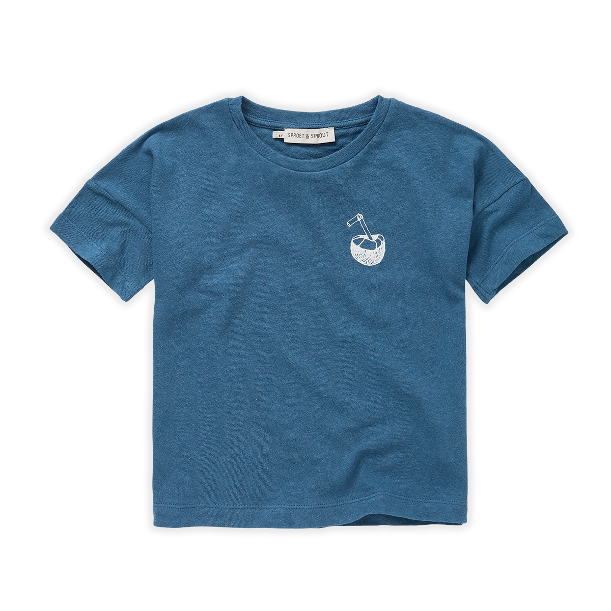 T-Shirt Linen Coconut – deep ocean blue