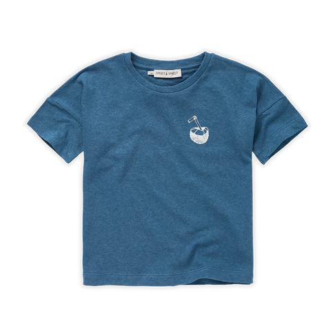 T-Shirt Linen Coconut – deep ocean blue