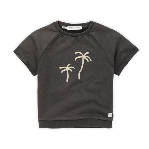 Sweatshirt Loose Raglan Palmtrees – asphalt black
