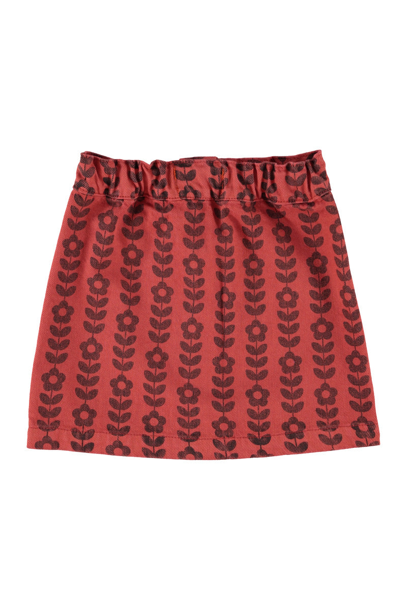 Short Skirt – bordeaux w/ black flowers