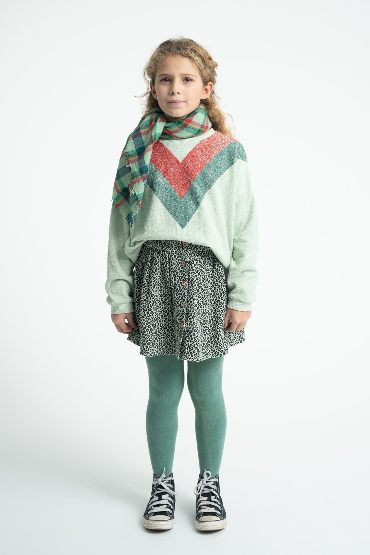 Short Skirt – mint green w/ animal print
