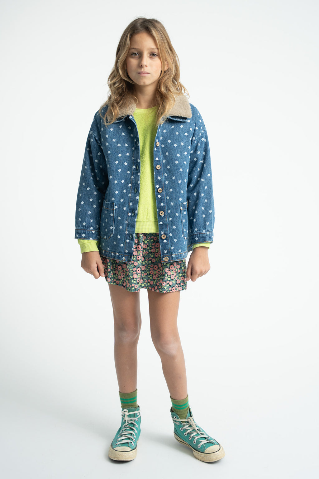 Short Skirt – green w/ multicolor flowers