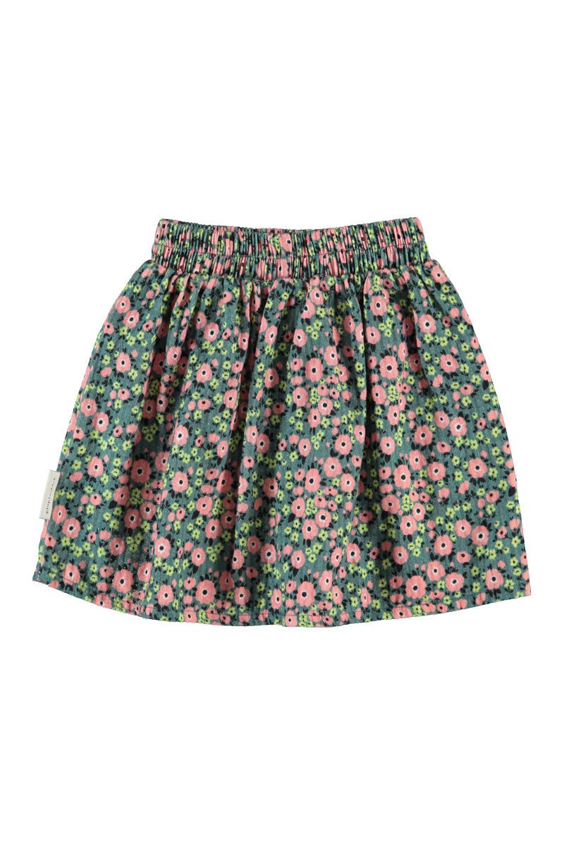 Short Skirt – green w/ multicolor flowers