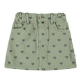 Short Skirt – olive green w/ black hearts