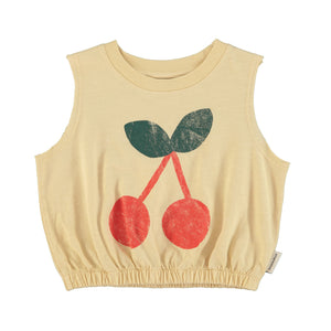 Sleeveless Top Sand – Cherry print
