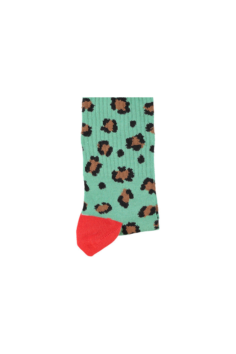 Socks – green w/ animal print