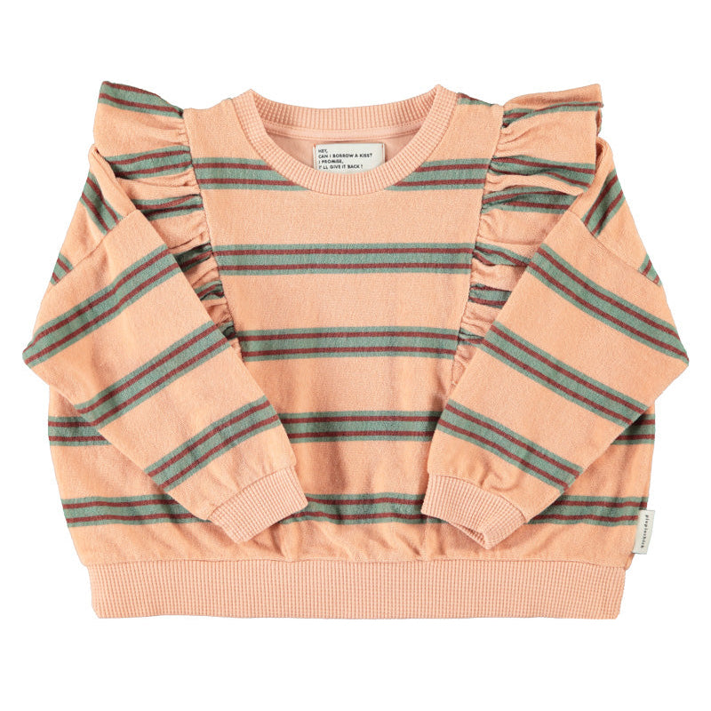 Terry Cotton Sweatshirt – light pink w/ double stripes