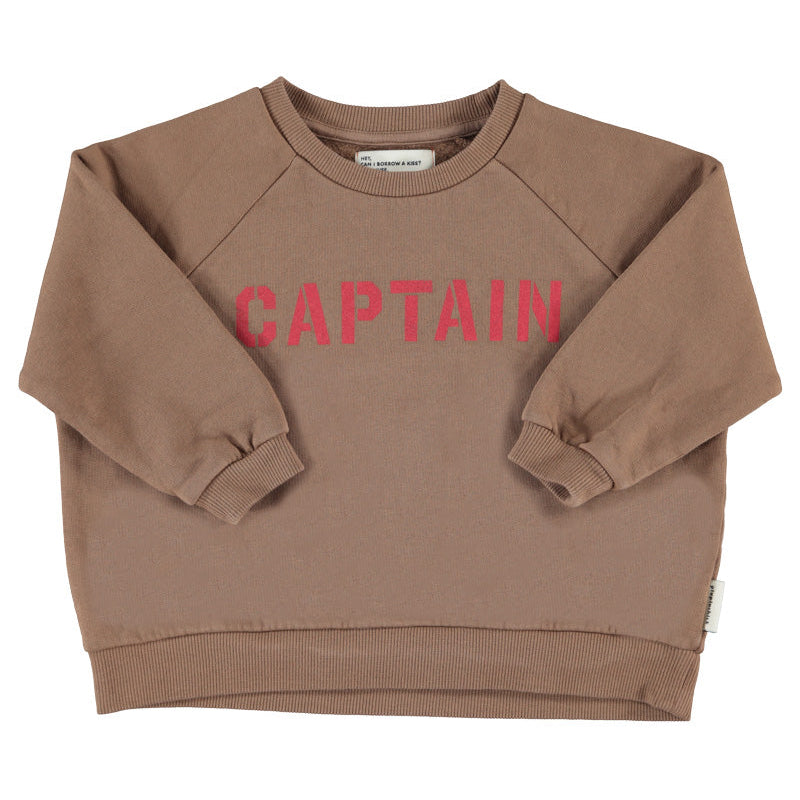 Sweatshirt – brown w/ "Captain" print