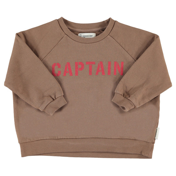Sweatshirt – brown w/ "Captain" print