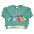 Sweatshirt – green w/ "Here We Go" print