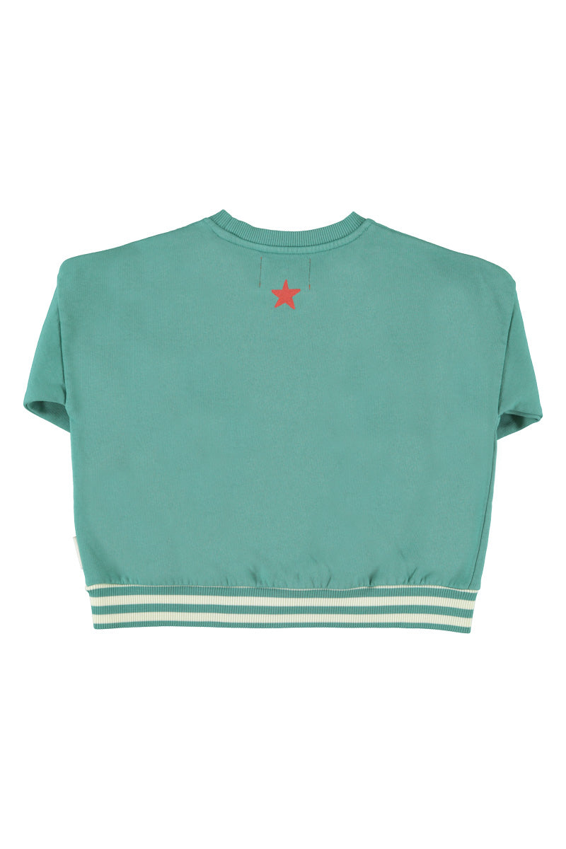 Sweatshirt – green w/ "Here We Go" print