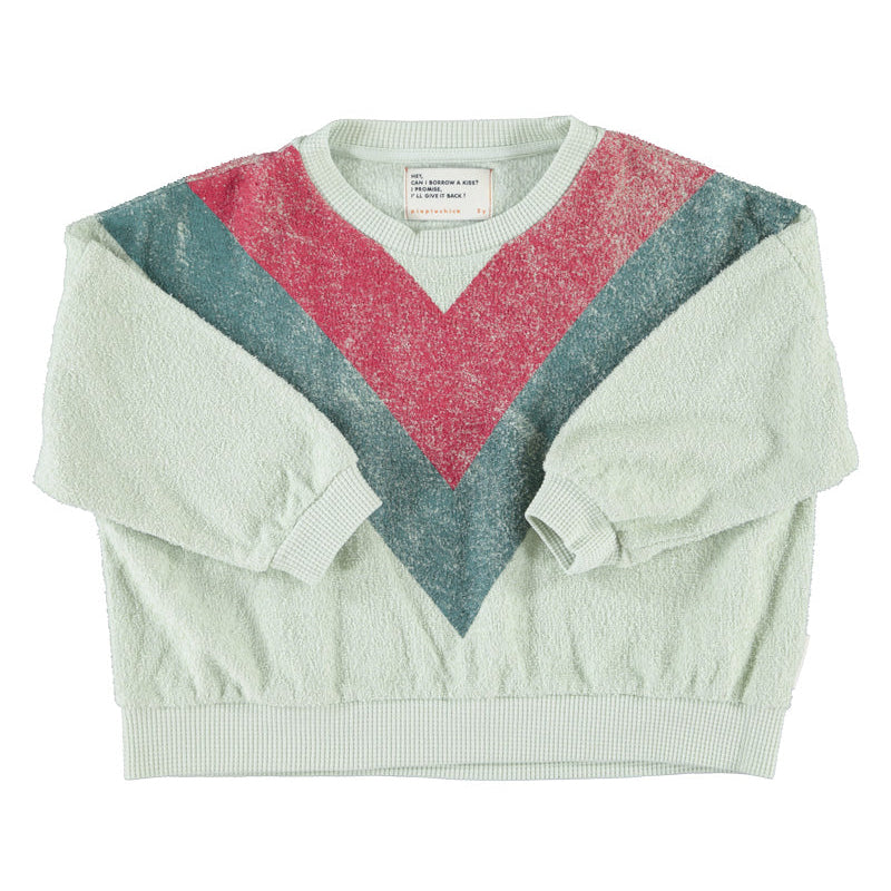 Sweatshirt – mint green w/ multicolor triangle print