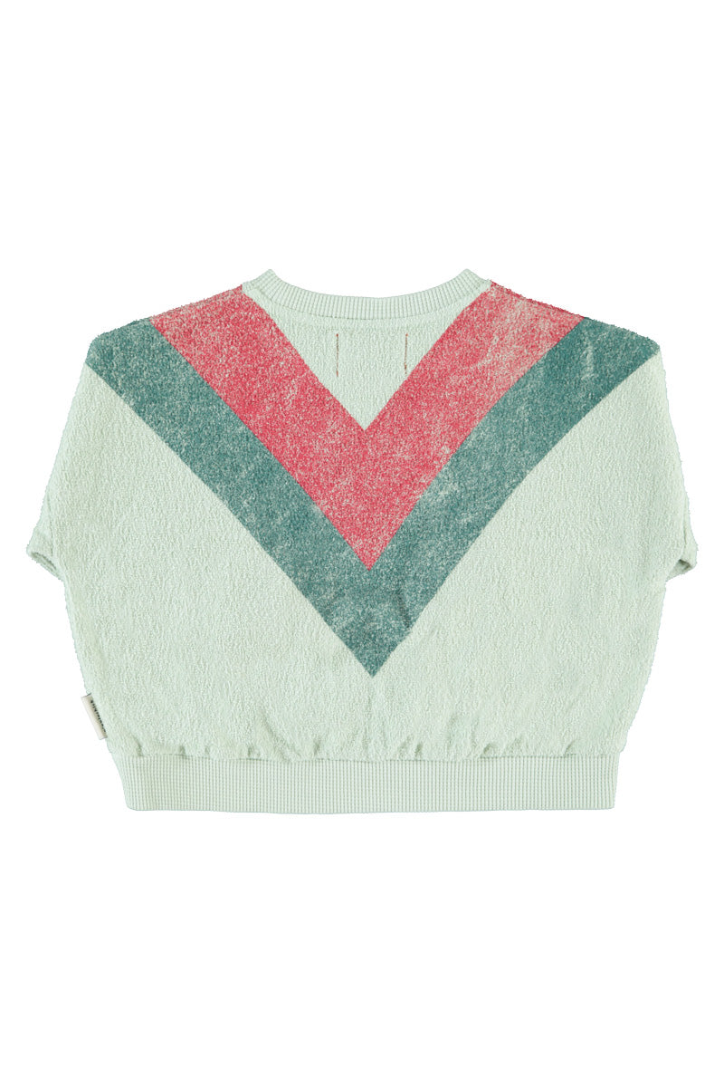 Sweatshirt – mint green w/ multicolor triangle print