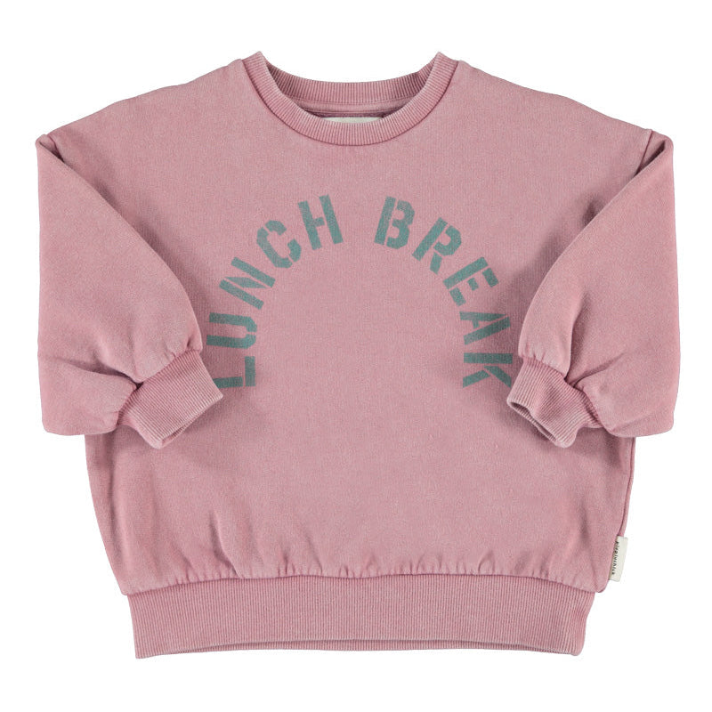 Oversized Sweatshirt – pink w/ "Lunch Break" print