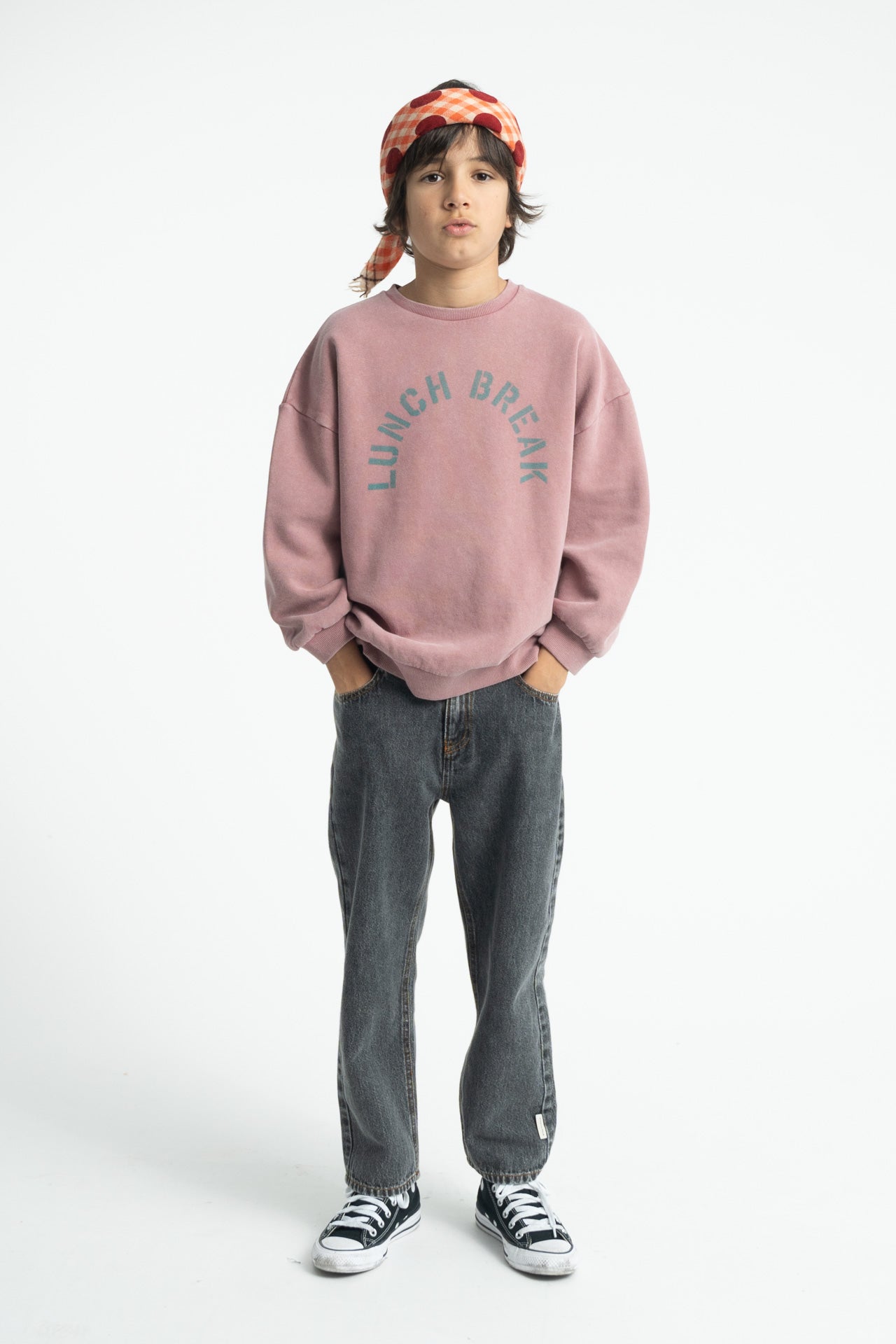 Oversized Sweatshirt – pink w/ "Lunch Break" print