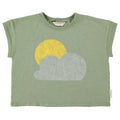 T-Shirt – olive green w/ sun & cloud print