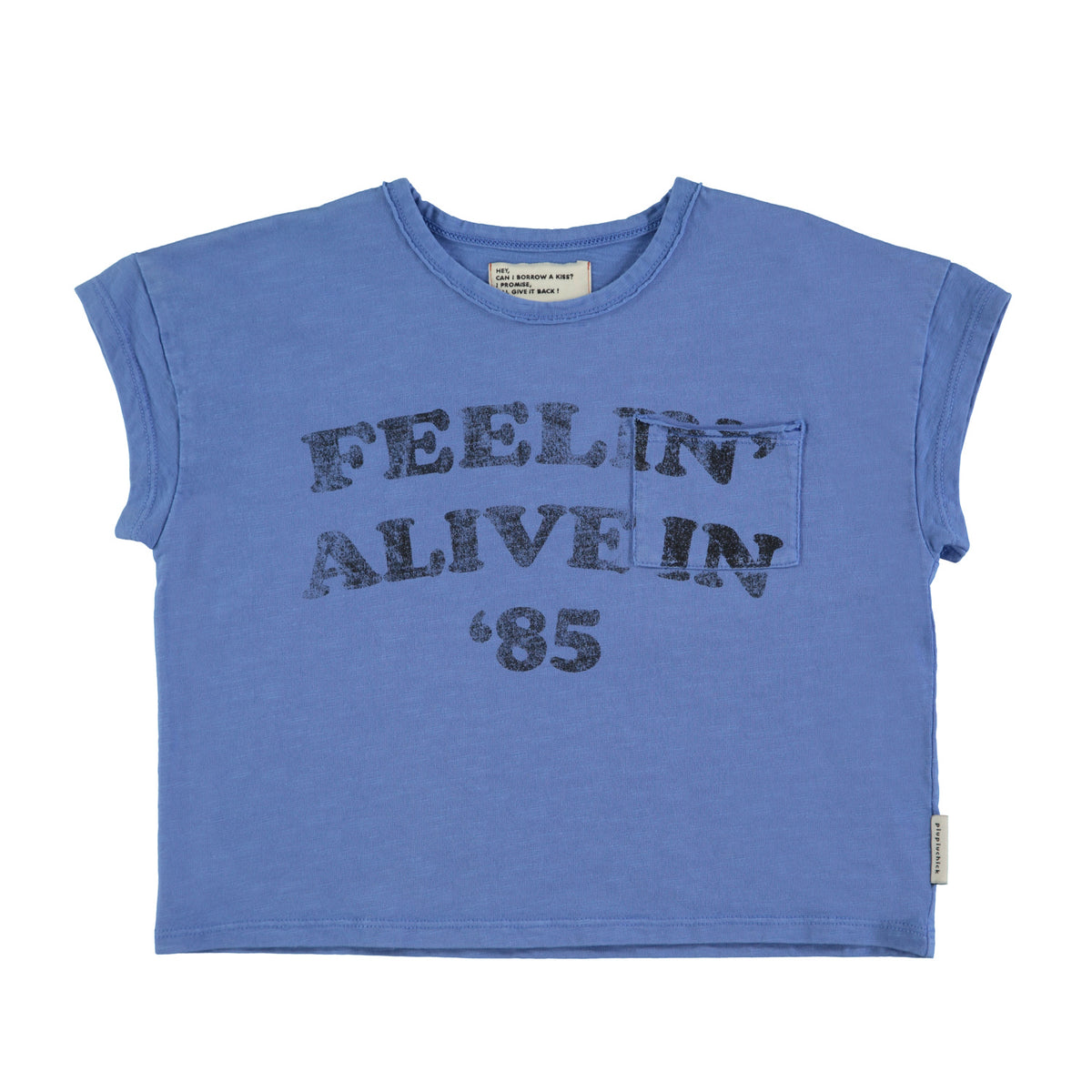 T-Shirt Blue – "Feelin' alive" print