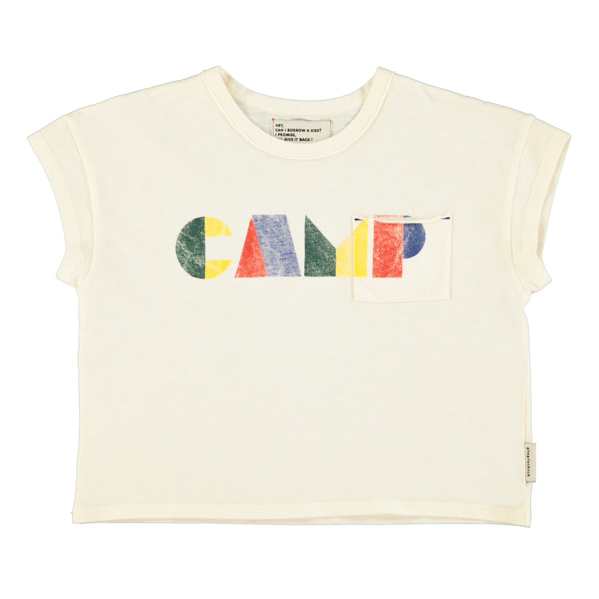 T-Shirt Ecru – multicolor "Camp" print