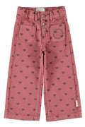 Flare Trousers – pink w/ black hearts