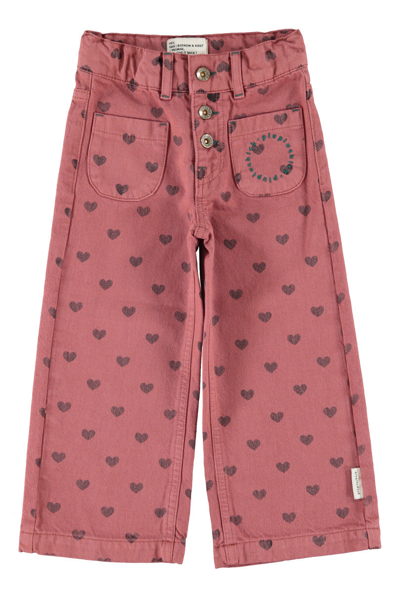 Flare Trousers – pink w/ black hearts