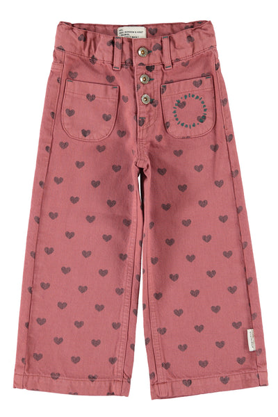 Flare Trousers – pink w/ black hearts