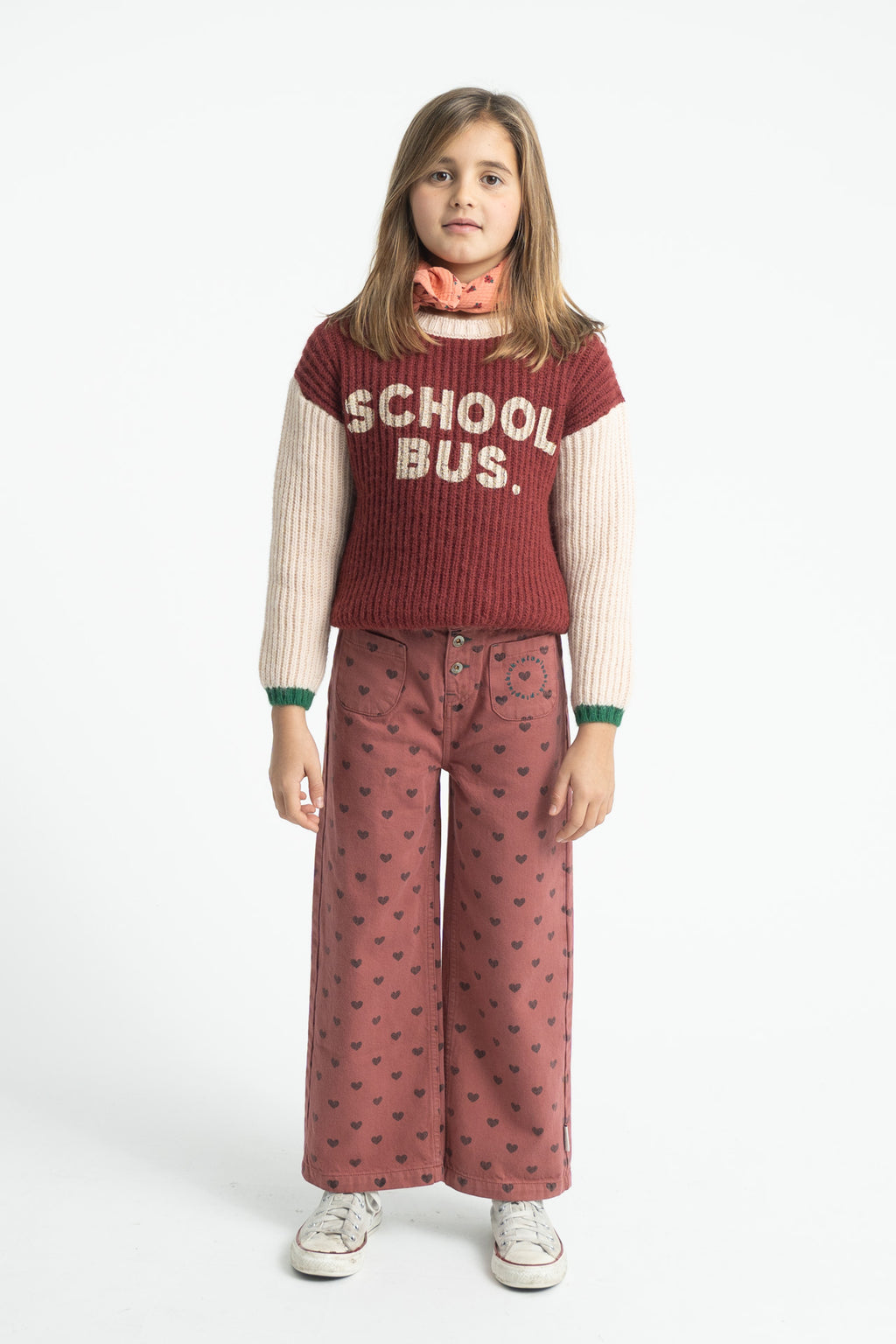 Flare Trousers – pink w/ black hearts