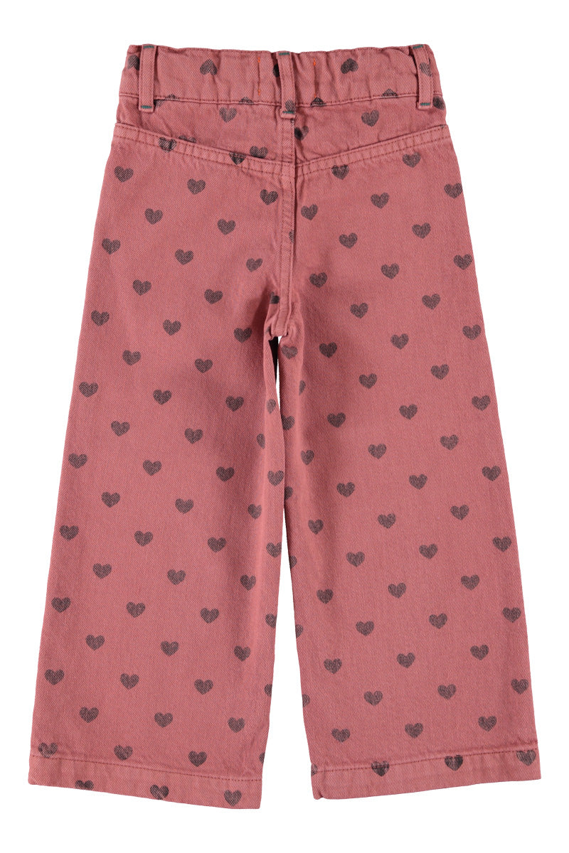 Flare Trousers – pink w/ black hearts