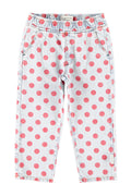 Trousers – light blue denim w/ red dots